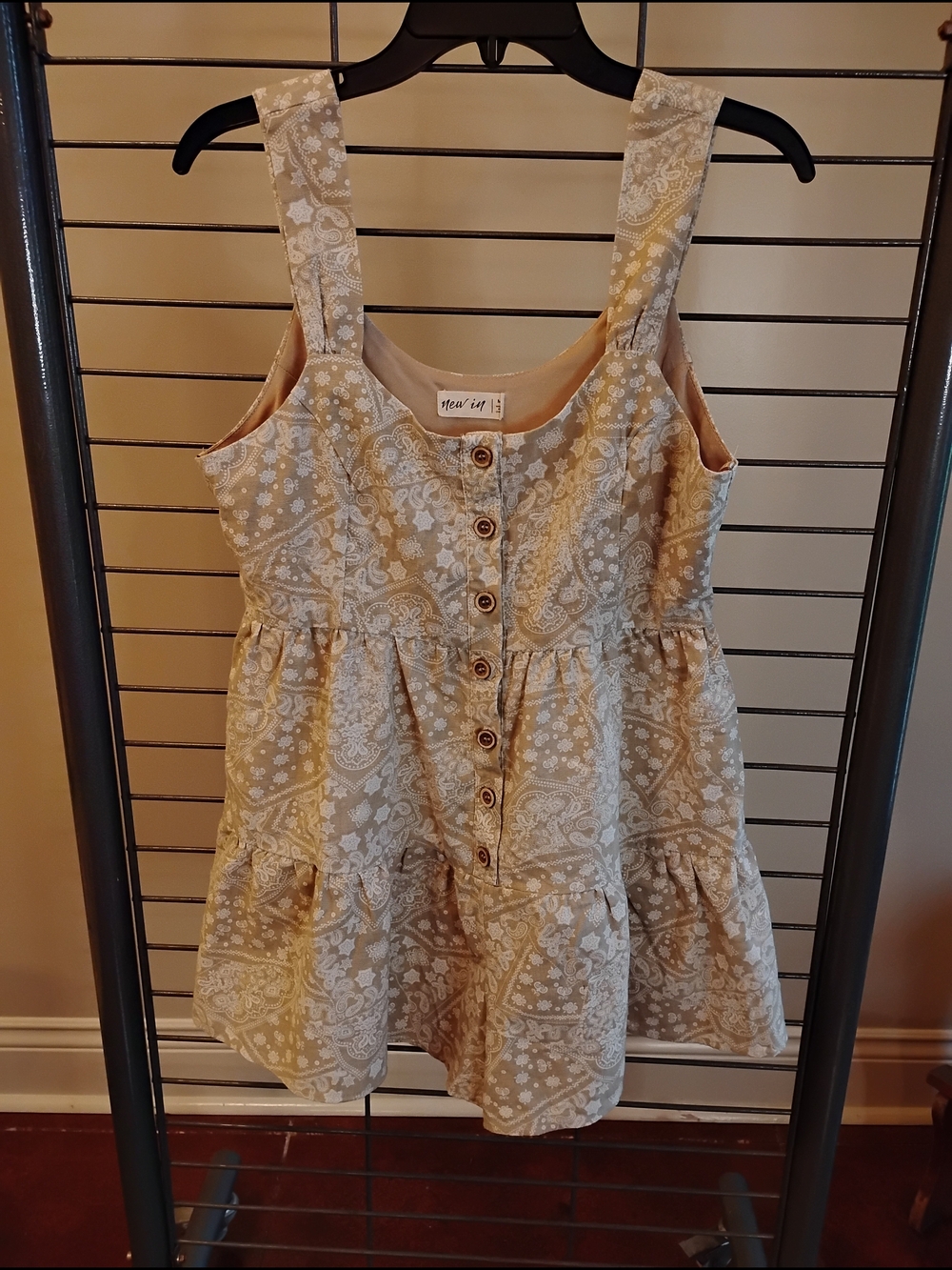 Maeve Beige Paisley Button-Front Romper Size Medium